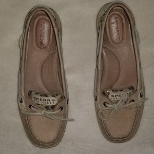 Sperry Leather Boat Shoes w/ Cheetah Sequin Detail